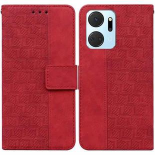 For Honor X7a Geometric Embossed Leather Phone Case(Red)