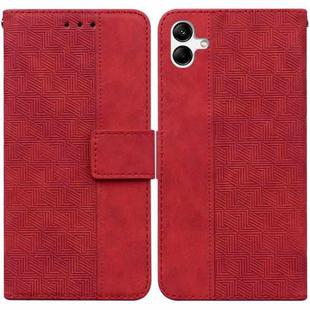 For Samsung Galaxy A04e / F04 / M04 Geometric Embossed Leather Phone Case(Red)
