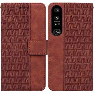 For Sony Xperia 1 IV 2023 Geometric Embossed Leather Phone Case(Brown)