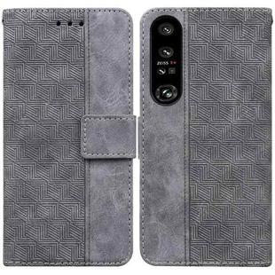 For Sony Xperia 1 IV 2023 Geometric Embossed Leather Phone Case(Grey)