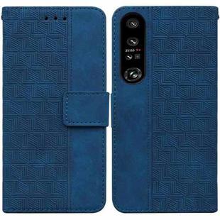 For Sony Xperia 1 IV 2023 Geometric Embossed Leather Phone Case(Blue)