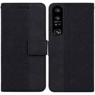 For Sony Xperia 1 IV 2023 Geometric Embossed Leather Phone Case(Black)