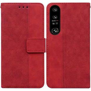 For Sony Xperia 1 IV 2023 Geometric Embossed Leather Phone Case(Red)