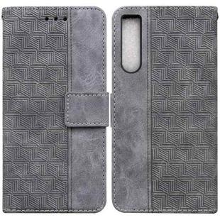 For Sony Xperia 10 IV 2023 Geometric Embossed Leather Phone Case(Grey)