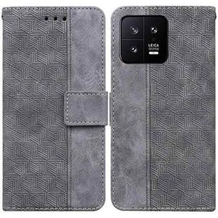 For Xiaomi 13 5G Geometric Embossed Leather Phone Case(Grey)