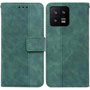 For Xiaomi 13 5G Geometric Embossed Leather Phone Case(Green)