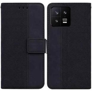For Xiaomi 13 5G Geometric Embossed Leather Phone Case(Black)