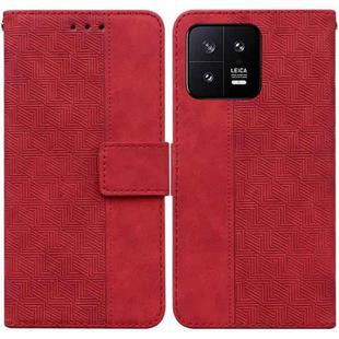 For Xiaomi 13 5G Geometric Embossed Leather Phone Case(Red)