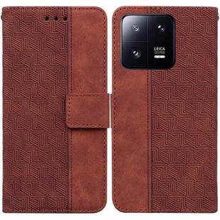 For Xiaomi 13 Pro Geometric Embossed Leather Phone Case(Brown)