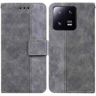 For Xiaomi 13 Pro Geometric Embossed Leather Phone Case(Grey)