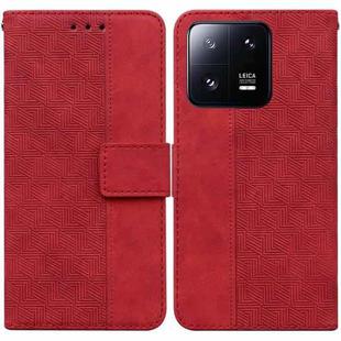 For Xiaomi 13 Pro Geometric Embossed Leather Phone Case(Red)