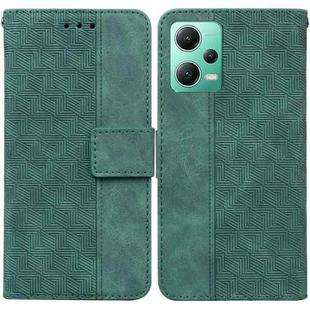 For Xiaomi Redmi Note 12 5G Geometric Embossed Leather Phone Case(Green)