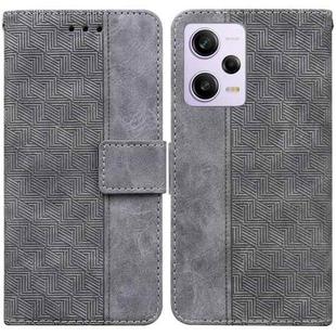 For Xiaomi Redmi Note 12 Pro 5G Geometric Embossed Leather Phone Case(Grey)