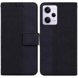 For Xiaomi Redmi Note 12 Pro 5G Geometric Embossed Leather Phone Case(Black)