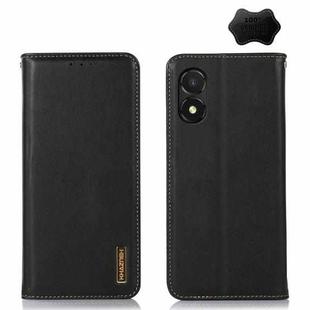 For Honor X5 KHAZNEH Nappa Top Layer Cowhide Leather Phone Case(Black)