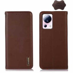 For Xiaomi 13 Lite / Civi 2 KHAZNEH Nappa Top Layer Cowhide Leather Phone Case(Brown)