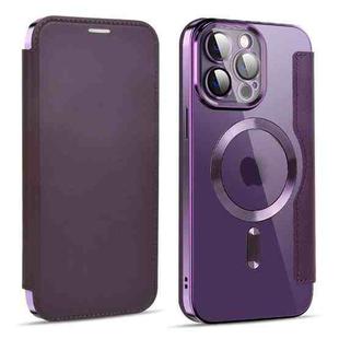 For iPhone 14 Pro Max MagSafe Magnetic RFID Anti-theft Leather Phone Case(Dark Purple)