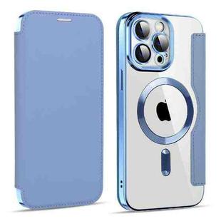 For iPhone 14 Pro Max MagSafe Magnetic RFID Anti-theft Leather Phone Case(Sierra Blue)