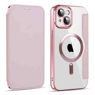 For iPhone 14 MagSafe Magnetic RFID Anti-theft Leather Phone Case(Pink)