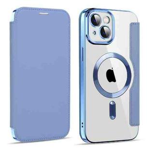 For iPhone 14 MagSafe Magnetic RFID Anti-theft Leather Phone Case(Sierra Blue)