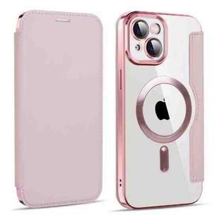 For iPhone 14 Plus MagSafe Magnetic RFID Anti-theft Leather Phone Case(Pink)