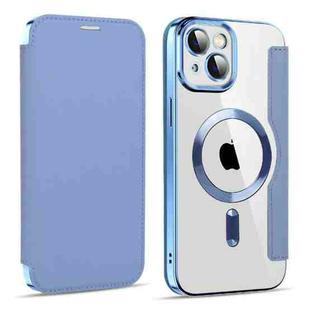 For iPhone 14 Plus MagSafe Magnetic RFID Anti-theft Leather Phone Case(Sierra Blue)