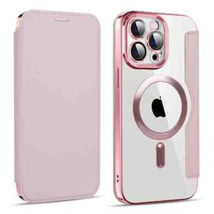 For iPhone 13 Pro Max MagSafe Magnetic RFID Anti-theft Leather Phone Case(Pink)