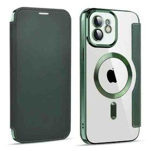 For iPhone 12 MagSafe Magnetic RFID Anti-theft Leather Phone Case(Dark Green)