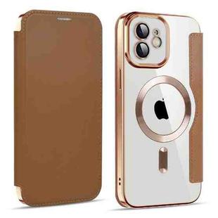 For iPhone 12 MagSafe Magnetic RFID Anti-theft Leather Phone Case(Brown)