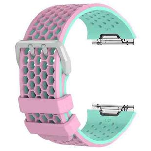 For Fitbit Ionic Two-tone Silicone  Watch Band with Buckle, Size:S(Pink + Green)