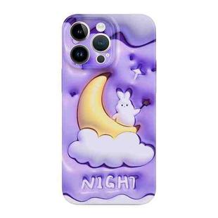 For iPhone 14 Stereo Vision Pattern PC Phone Case(Moon Rabbit)