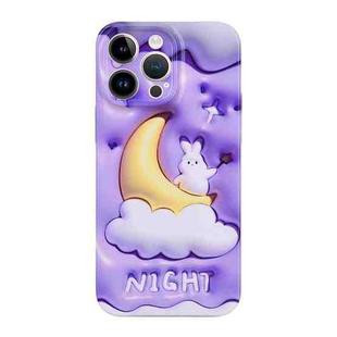 For iPhone 13 Pro Max Stereo Vision Pattern PC Phone Case(Moon Rabbit)