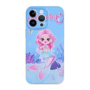 For iPhone 13 Pro Max Stereo Vision Pattern PC Phone Case(Blue Mermaid)