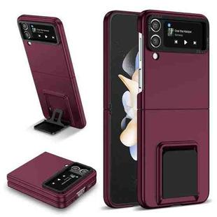 For Samsung Galaxy Z Flip4 5G Three-dimensional Folding Holder PC Phone Case(Wine Red)