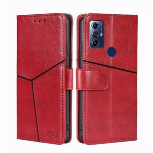 For Motorola Moto G Play 2023 Geometric Stitching Horizontal Flip Leather Phone Case(Red)