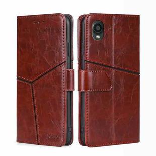 For Kyocera Digno BX2-Digno SX2-A101KC Geometric Stitching Horizontal Flip Leather Phone Case(Dark Brown)