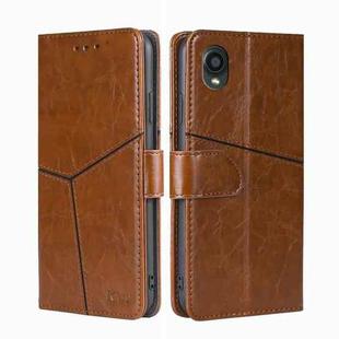 For Kyocera Digno BX2-Digno SX2-A101KC Geometric Stitching Horizontal Flip Leather Phone Case(Light Brown)