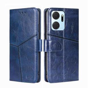 For Honor X7A Geometric Stitching Horizontal Flip Leather Phone Case(Blue)