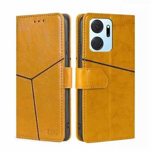 For Honor X7A Geometric Stitching Horizontal Flip Leather Phone Case(Yellow)