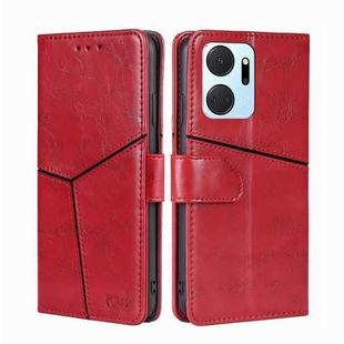 For Honor X7A Geometric Stitching Horizontal Flip Leather Phone Case(Red)