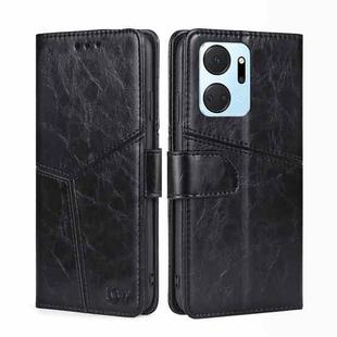 For Honor X7A Geometric Stitching Horizontal Flip Leather Phone Case(Black)