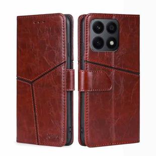 For Honor X8A Geometric Stitching Horizontal Flip Leather Phone Case(Dark Brown)