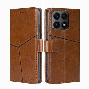 For Honor X8A Geometric Stitching Horizontal Flip Leather Phone Case(Light Brown)