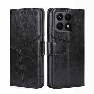 For Honor X8A Geometric Stitching Horizontal Flip Leather Phone Case(Black)