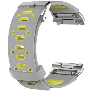 For Fitbit Ionic Two-tone Silicone  Watch Band with Buckle & Connector(Grey + Yellow)