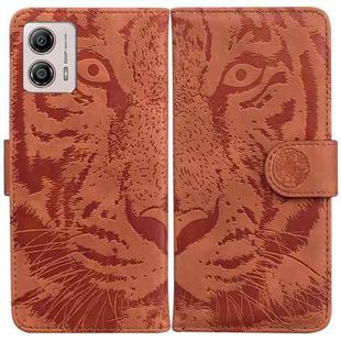 For Motorola Moto G13 / G23 / G53 Tiger Embossing Pattern Leather Phone Case(Brown)