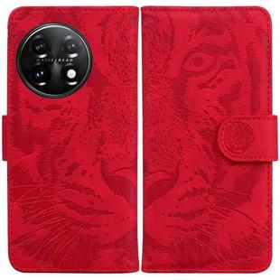 For OnePlus 11 Tiger Embossing Pattern Leather Phone Case(Red)