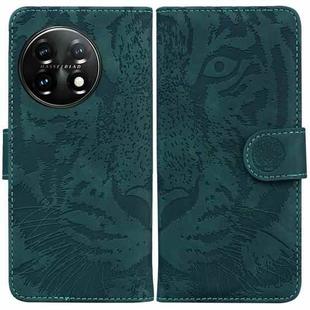 For OnePlus 11 Tiger Embossing Pattern Leather Phone Case(Green)
