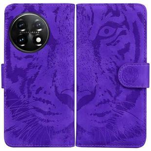 For OnePlus 11 Tiger Embossing Pattern Leather Phone Case(Purple)