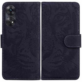 For OPPO Reno8 T 4G Tiger Embossing Pattern Leather Phone Case(Black)